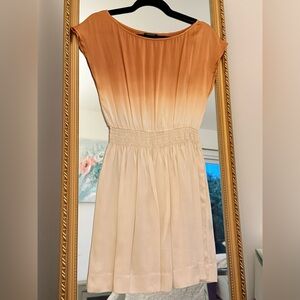 Club Monaco 100% Silk Ombre Smocked Waist Dress with Slip Dress